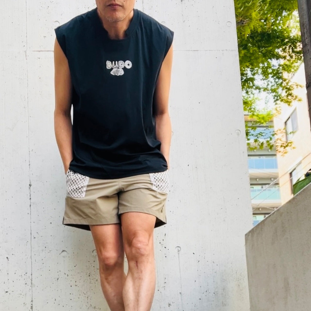 BUDO - WASHI open collar French sleeve ブラック【b25cb105】