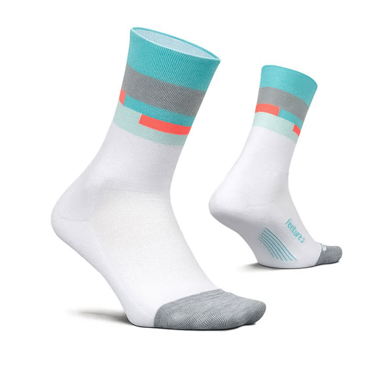 Feetures - ELITE LIGHT CUSHION MINI CREW-AquaticWhite 【4400040161251】