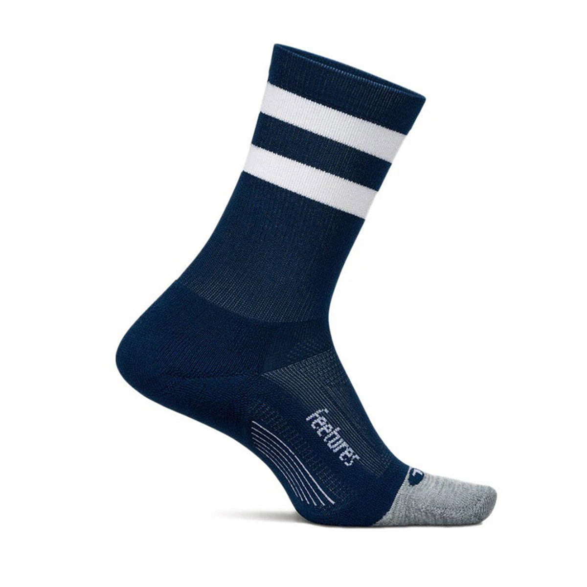 Feetures - ELITE LIGHT CUSHION MINI CREW-Navy High Top Stripe 【4400040160251】