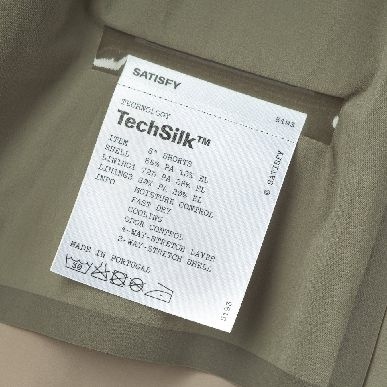 5193-VE-RA SATISFY TechSilk 8 Shorts Vetiver
