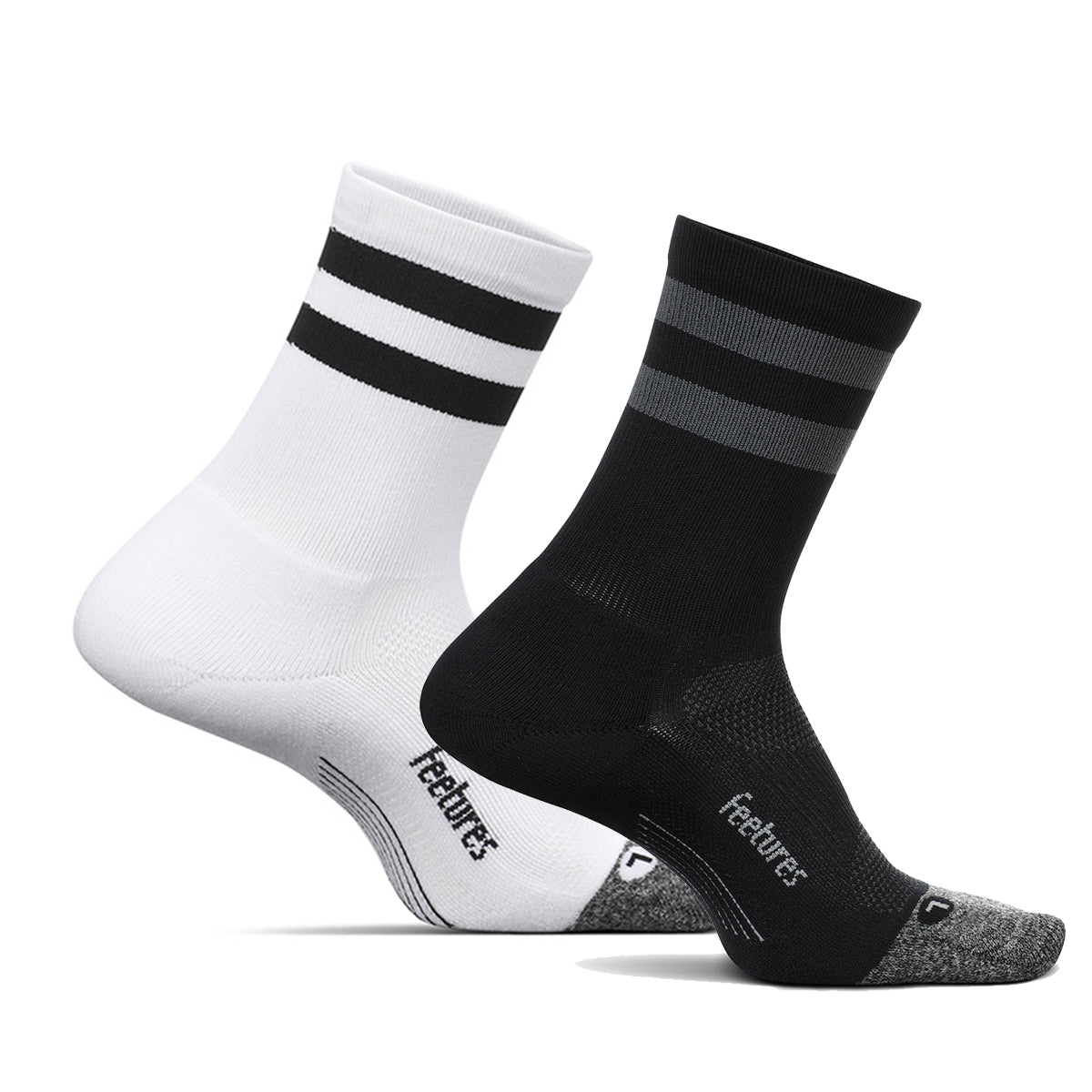 Feetures - ELITE LIGHT CUSHION MINI CREW-BlackGrayHighTopStripe