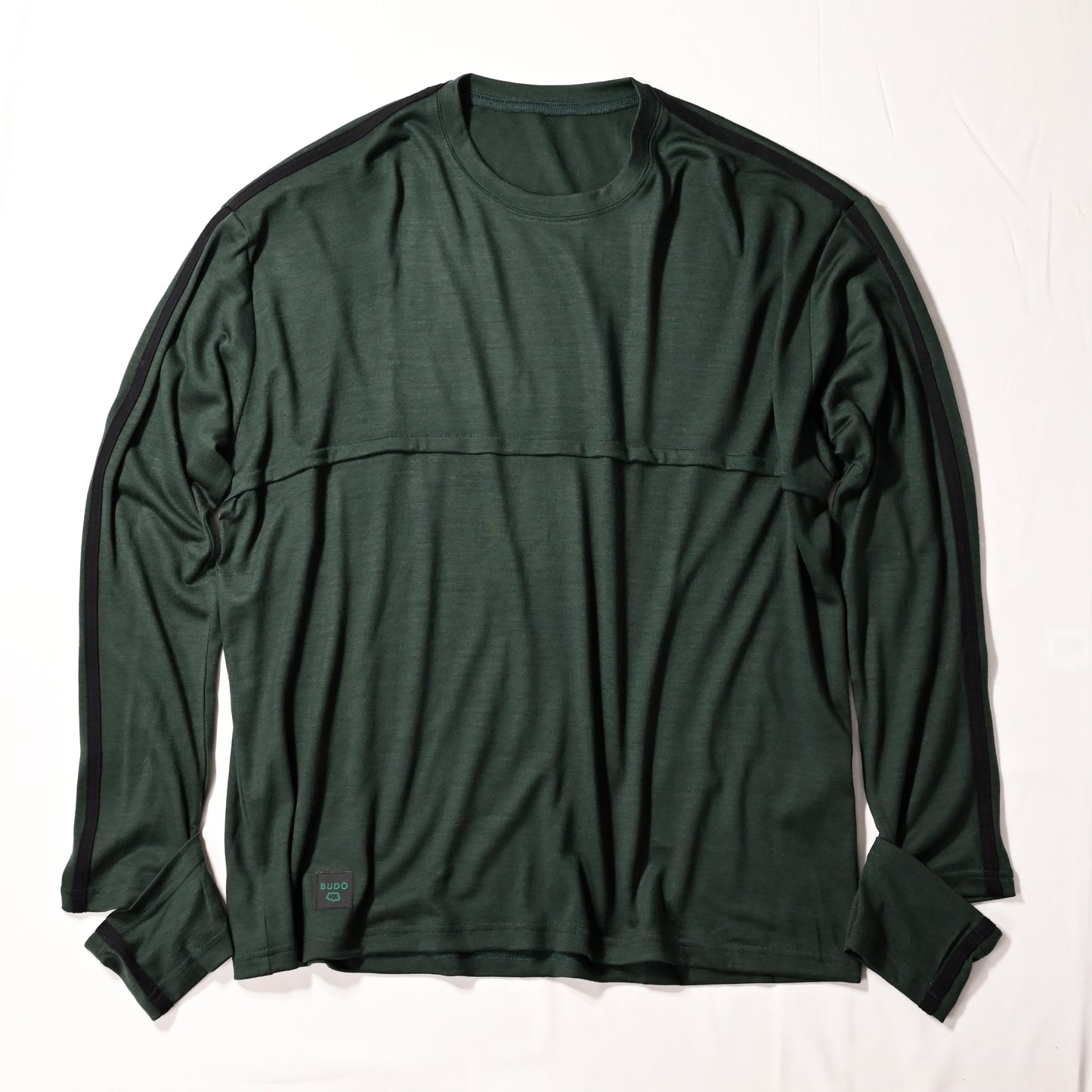 BUDO - Merino Wool Long Cut Sleeve black Virudian × blackline 【B22CB227A】