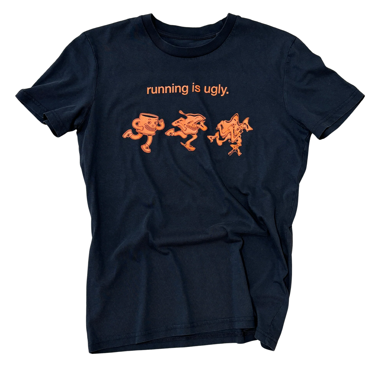 tee hard lines, running is ugly, vintage black.