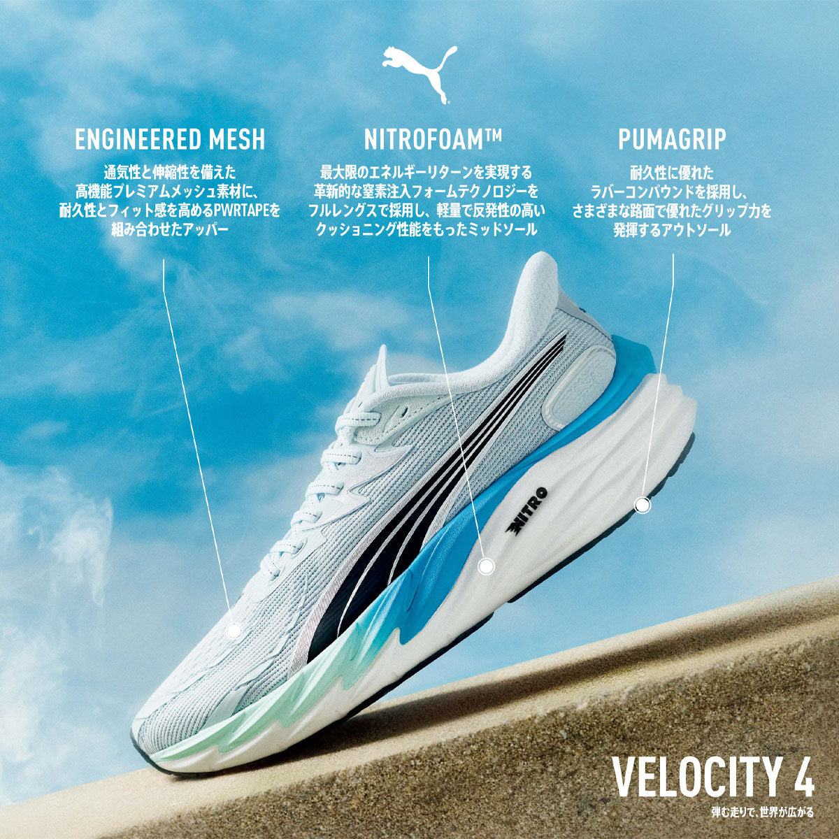 PUMA - VELOCITY NITRO 4 AP SEA GLASS-SPEED BLUE 【312635-05】