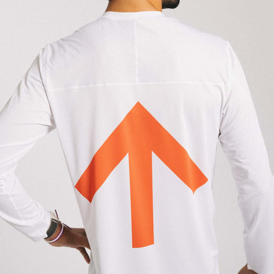 SS24CHNC14A-WHT AROW LIGHTWEIGHT LONG SLEEVE V2 White and Coral