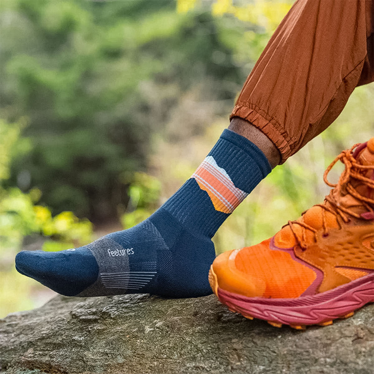 FEETURES - TRAIL MAX CUSHION MINI CREW Blue Ridge Navy 【4400120152242】