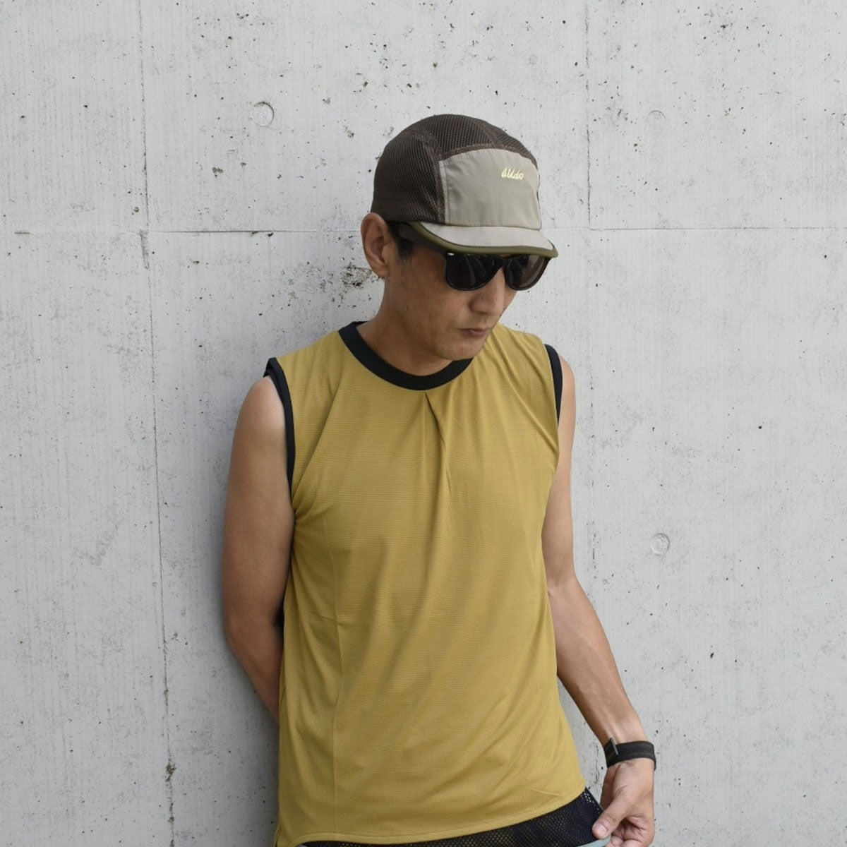 BUDO - short brim Aero cap OLIVE【b25ca115.1】
