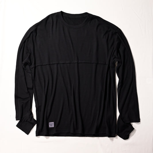 B22CB227A BUDO Merino Wool Long Cut Sleeveblack Black×blackline(-)