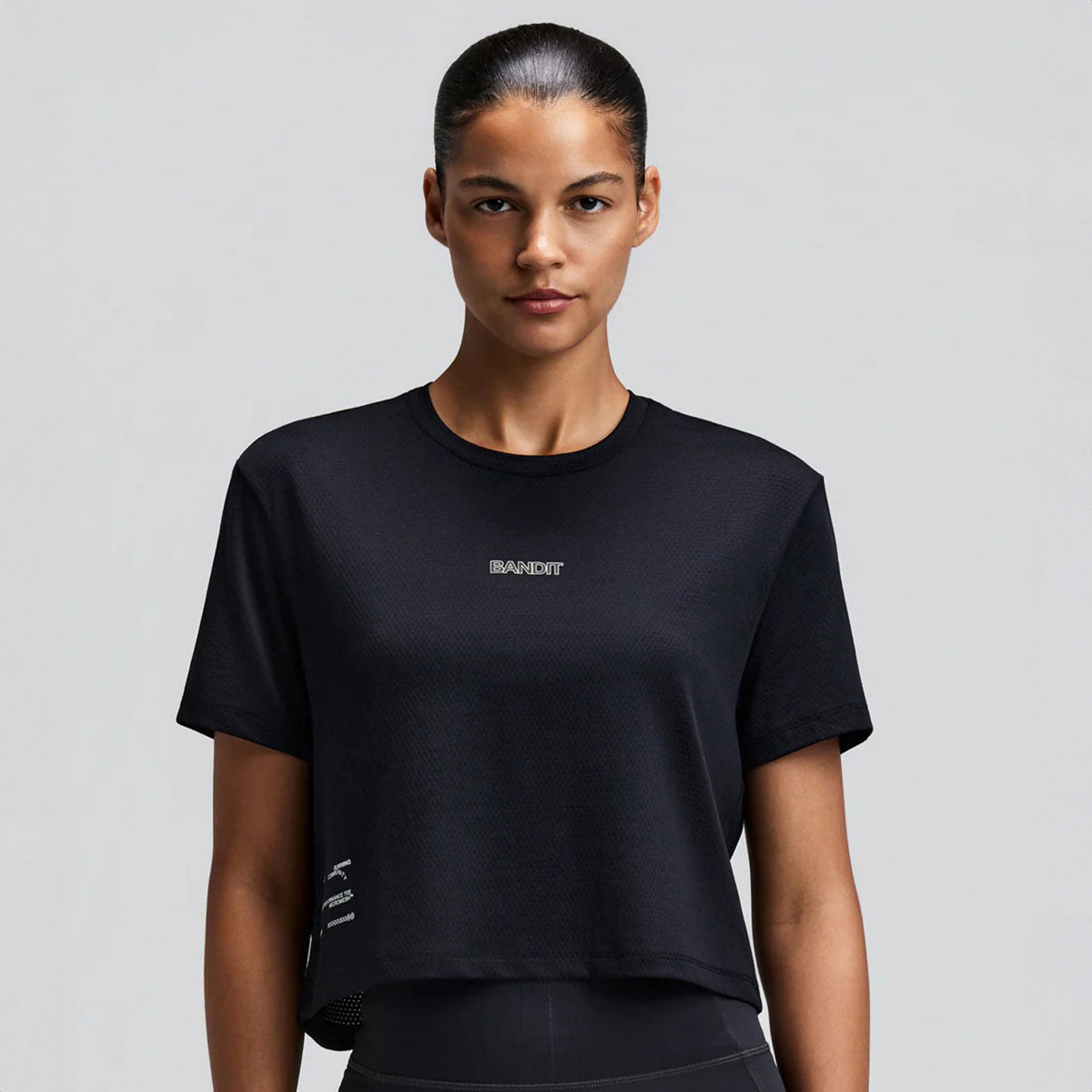 Bandit Running - Micro Mesh Mesh Women’s Cropped Tee Black【WTCSP012SM26BB】