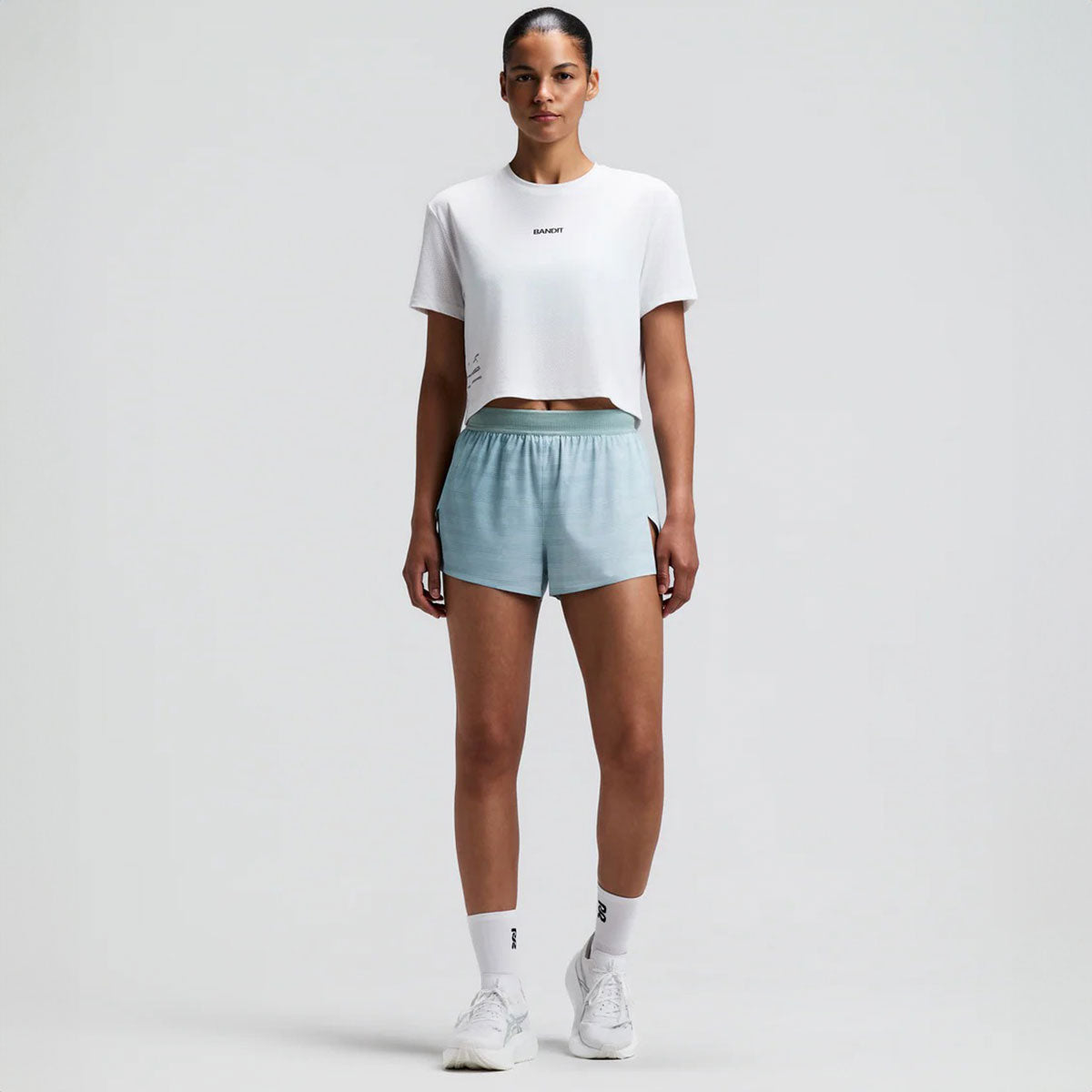 Bandit Running - Micro Mesh Mesh Women’s Cropped Tee White【WTCSP012SM26WW】