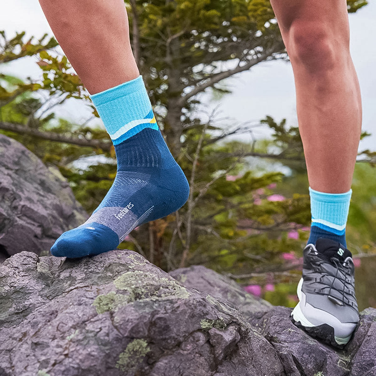 Feetures - TRAIL MAX CUSHION MINI CREW Mountain High Blue 【4400120185252】