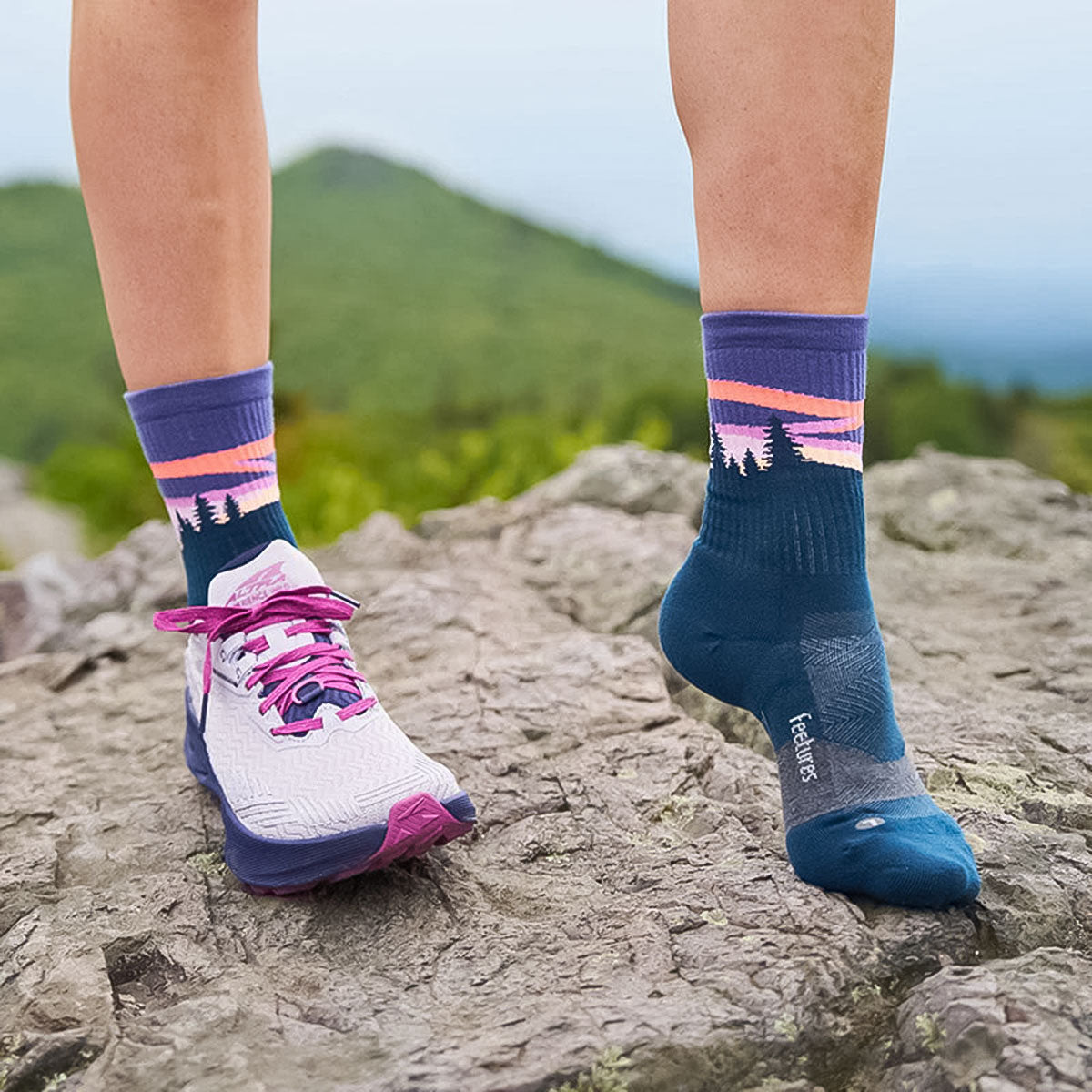 Feetures - TRAIL MAX CUSHION MINI CREW Purple Aurora 【4400120186252】