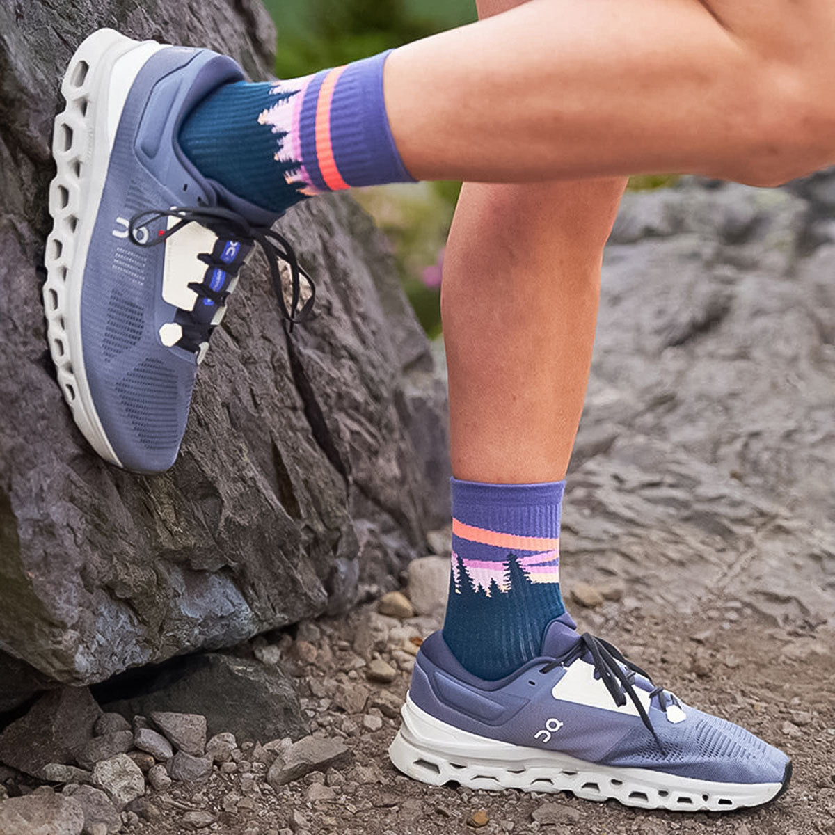 Feetures - TRAIL MAX CUSHION MINI CREW Purple Aurora 【4400120186252】