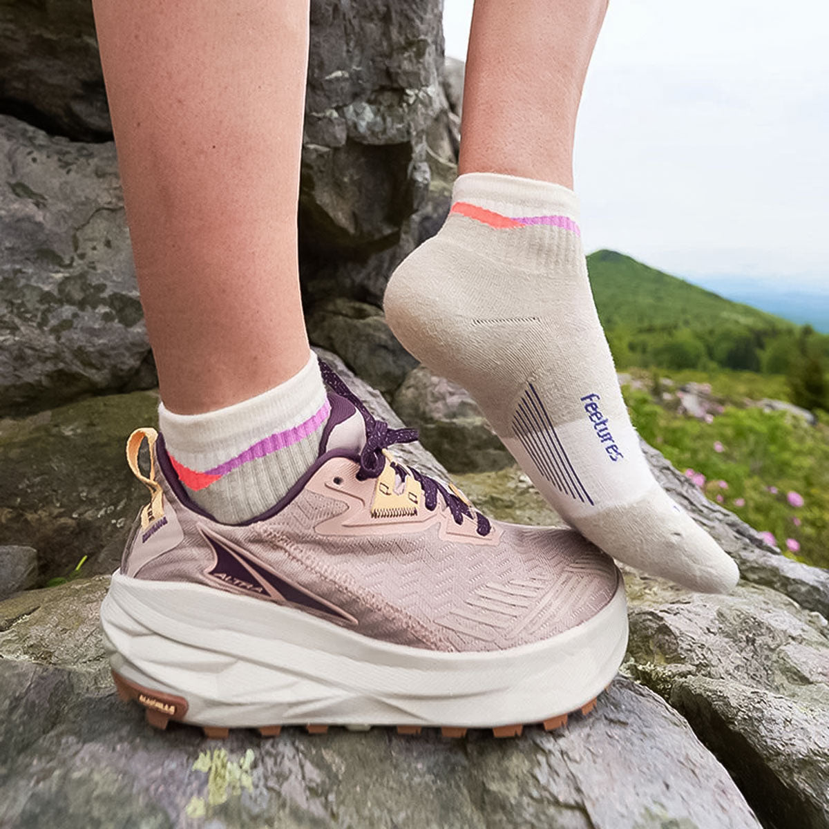 Feetures - TRAIL MAX CUSHION QUARTER Mountain High Cream 【4400130184252】